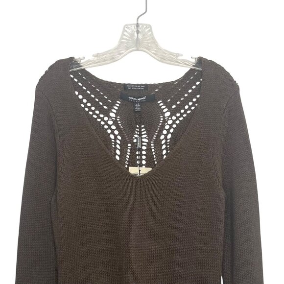 Coupe Collection Sweater Womens Large Brown New Italian Yarn Knit Wool Blend - Picture 3 of 11